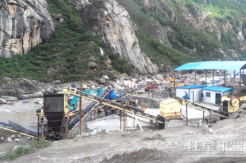 時產200噸石頭碎沙生產現場圖