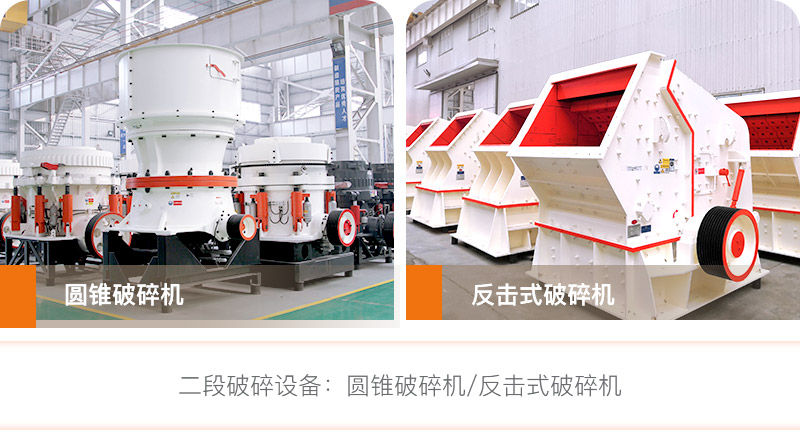 二段破碎設(shè)備：圓錐破碎機和反擊式破碎機