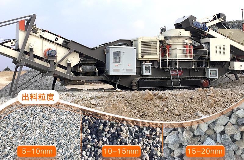 移動混凝土破碎設備搭載圓錐破，產出12、13規格的再生料